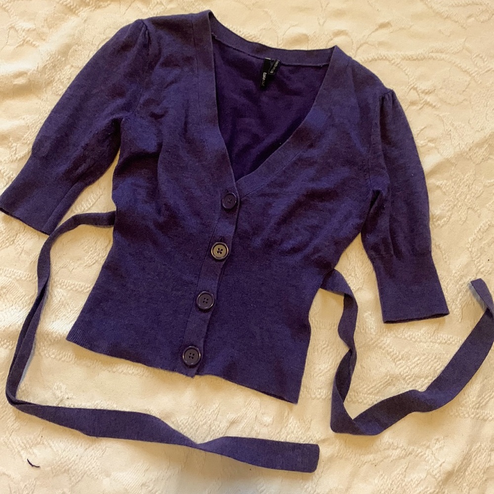 Belted Elbow Sleeve Cardigan